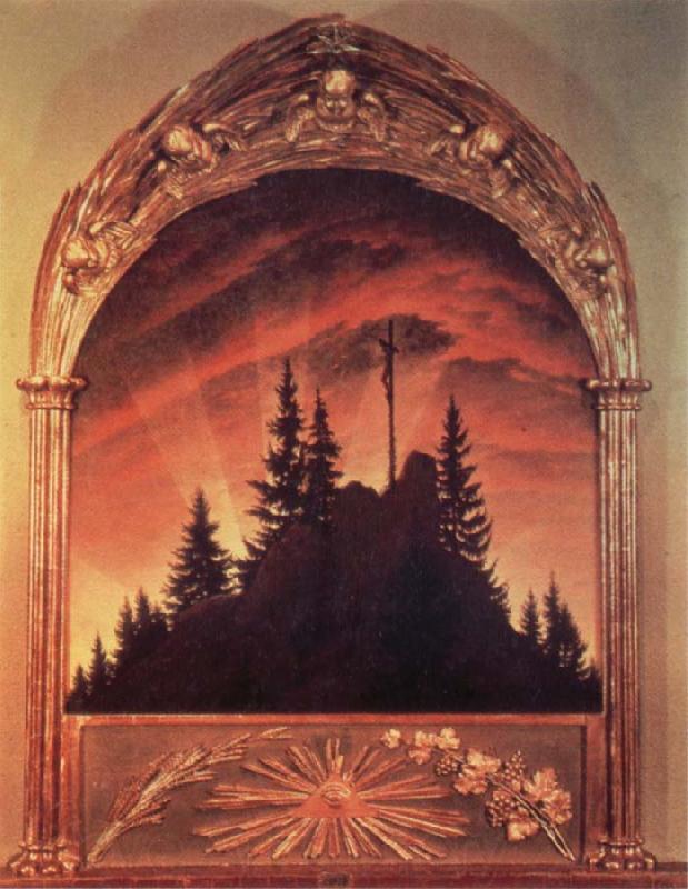 Caspar David Friedrich Kreuz im Gebirge,Teschener Altar Spain oil painting art